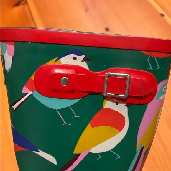 MINI BODEN 35 Bird Print Wellies Rain Boots Rubber Slosher Liner - Picture 4 of 9